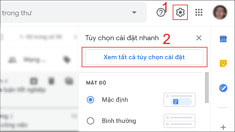 Cách mở cài đặt Gmail trên máy tính